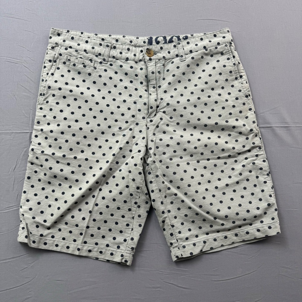 1901 Nordstrom Mens Polka Dot Chino Shorts Grey Navy Blue 34W Cotton MNHER3766